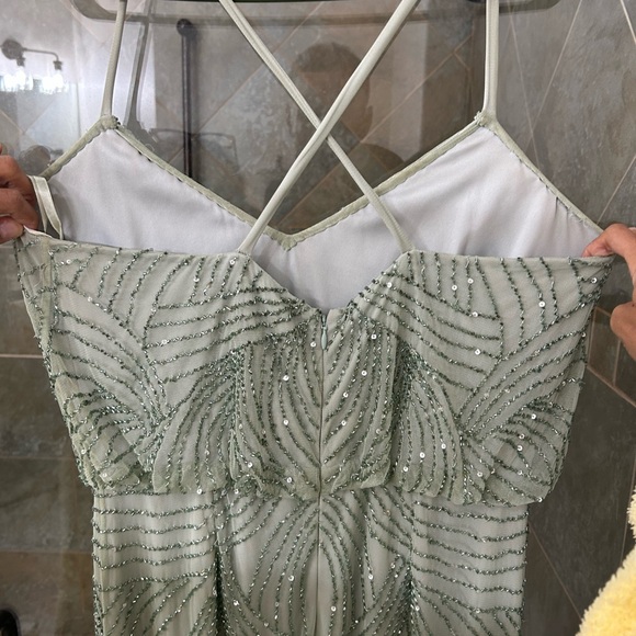 Adrianna Papell Mint BEADED Blouson Gown - Picture 3 of 5